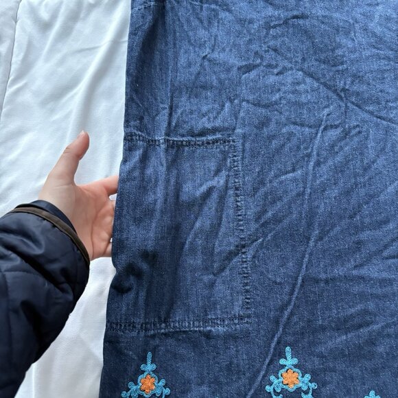 J. Jill Denim Womens Small Embroidered Sleeveless Midi Dress Cottagecore Peasant - Picture 3 of 9